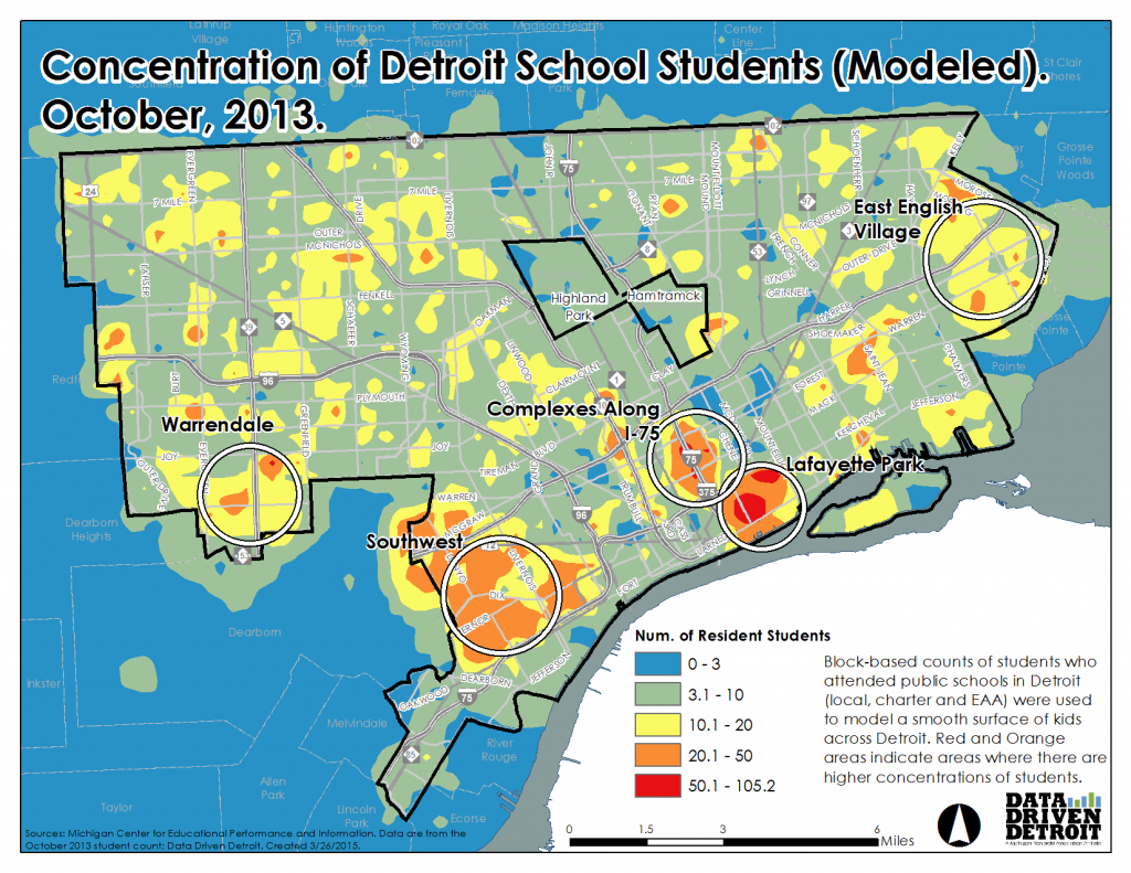 Modeled map showing where students are concentrated.