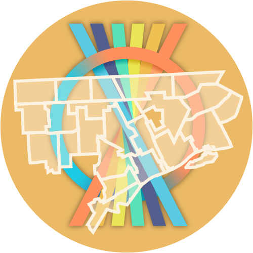 Map of Detroit with the Neighborhood Vitality Index logo icon